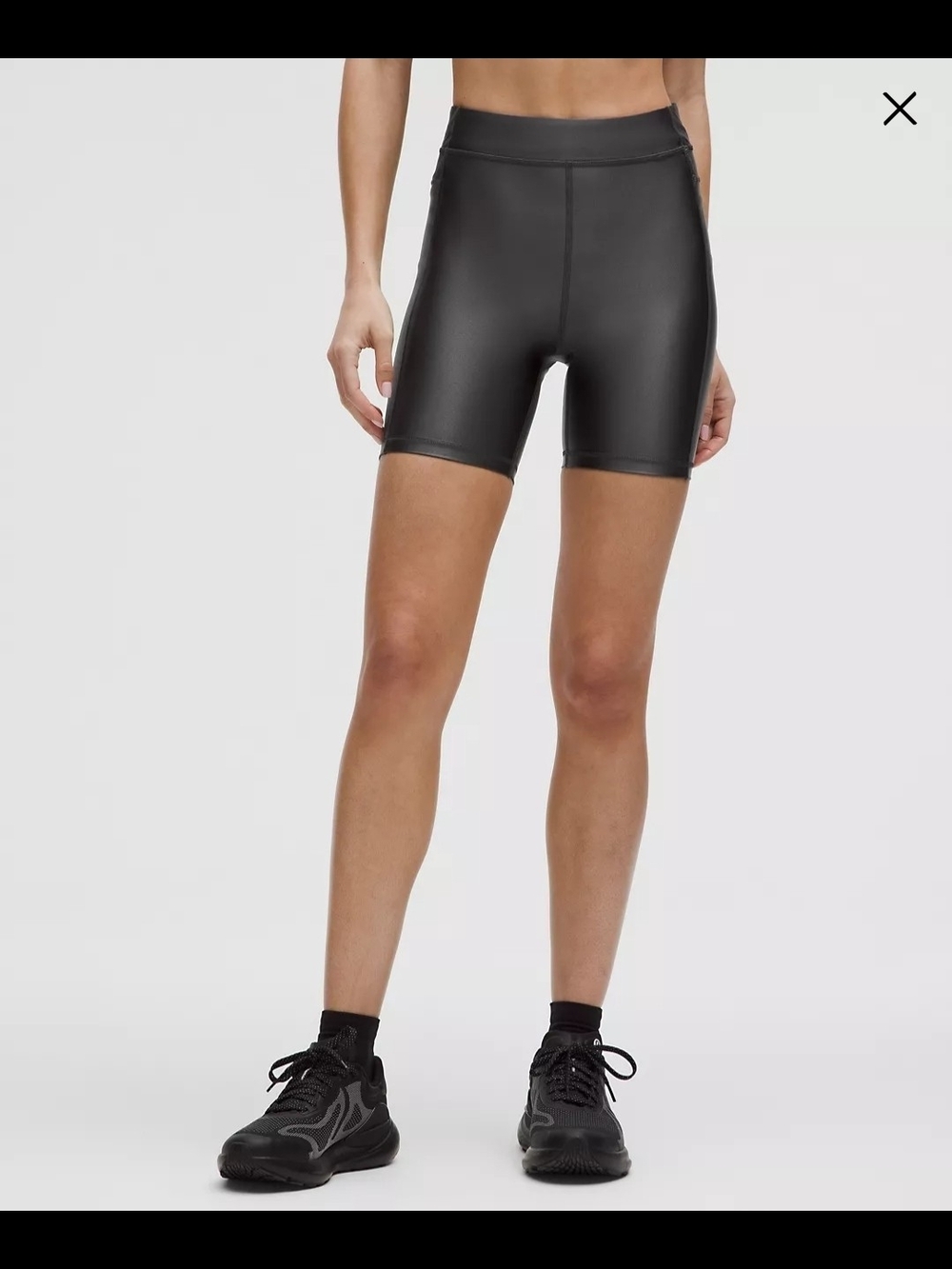 High-Rise Black Faux-Leather Bike Shorts